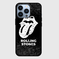 Чехол для iPhone 13 Pro Rolling Stones с потертостями на темном фоне