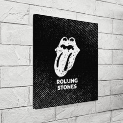 Холст квадратный Rolling Stones с потертостями на темном фоне - фото 2