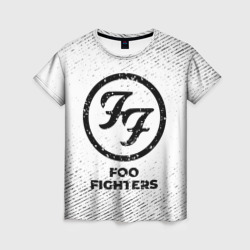 Женская футболка 3D Foo Fighters с потертостями на светлом фоне