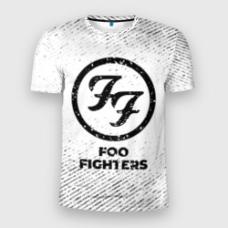 Мужская футболка 3D Slim Foo Fighters с потертостями на светлом фоне