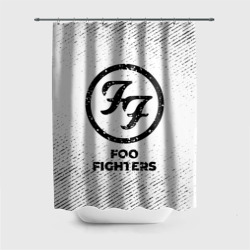 Штора 3D для ванной Foo Fighters с потертостями на светлом фоне