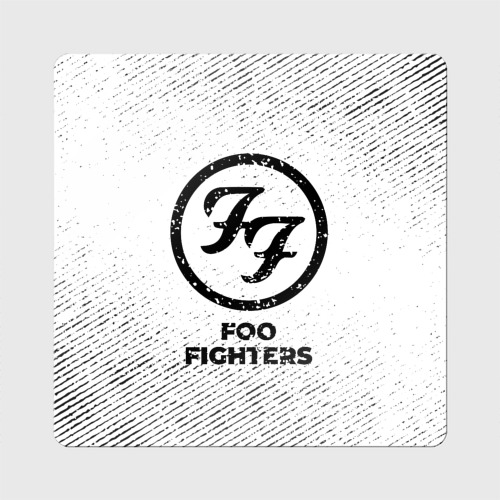 Магнит виниловый Квадрат Foo Fighters с потертостями на светлом фоне