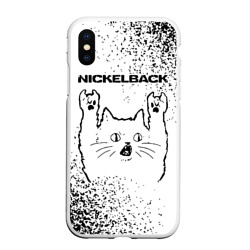 Чехол для iPhone XS Max матовый Nickelback рок кот на светлом фоне