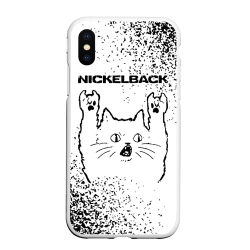 Чехол для iPhone XS Max матовый Nickelback рок кот на светлом фоне