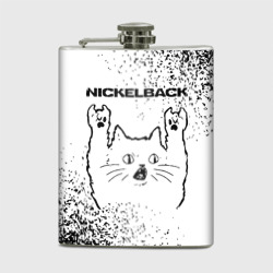 Фляга Nickelback рок кот на светлом фоне