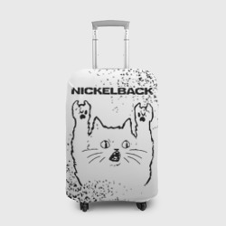 Чехол для чемодана 3D Nickelback рок кот на светлом фоне