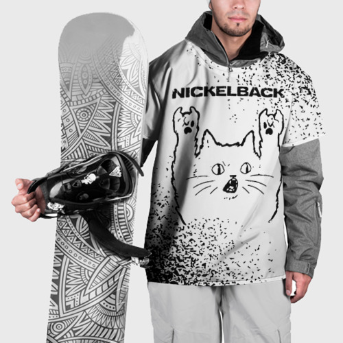 Накидка на куртку 3D Nickelback рок кот на светлом фоне, цвет 3D печать