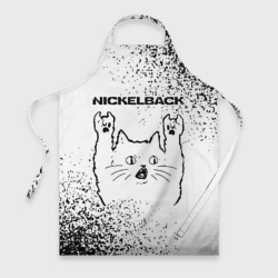 Фартук 3D Nickelback рок кот на светлом фоне