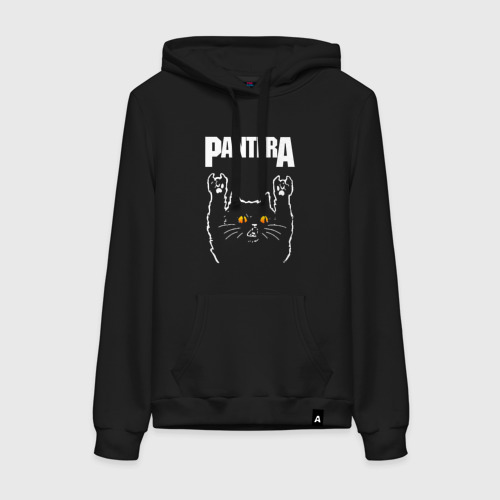 Женская толстовка хлопок Pantera rock cat, цвет черный