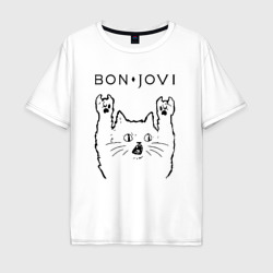 Мужская футболка хлопок Oversize Bon Jovi - rock cat