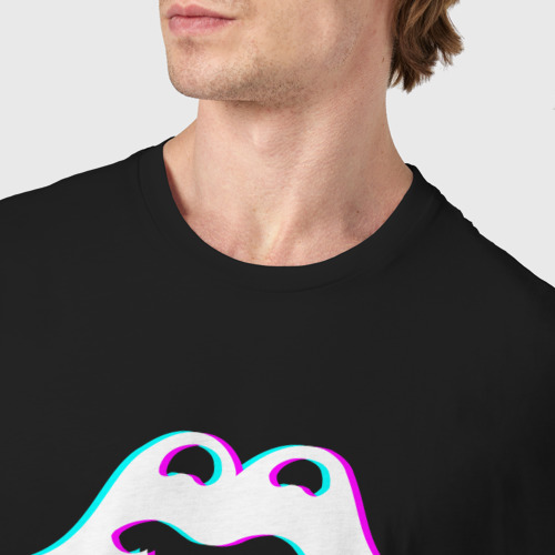 Мужская футболка хлопок Rolling Stones glitch rock, цвет черный - фото 6