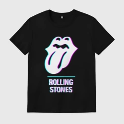 Мужская футболка хлопок Rolling Stones glitch rock