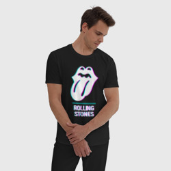 Мужская пижама хлопок Rolling Stones glitch rock - фото 2