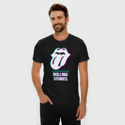 Мужская футболка хлопок Slim Rolling Stones glitch rock - фото 2