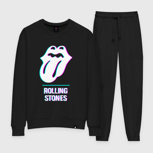 Женский костюм хлопок Rolling Stones glitch rock, цвет черный