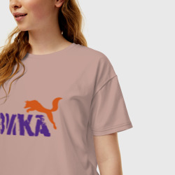 Женская футболка хлопок Oversize Вика и лиса - фото 2