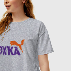 Женская футболка хлопок Oversize Вика и лиса - фото 2