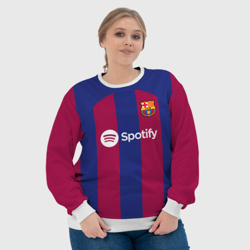Женский свитшот 3D ФК Барселона форма 23-24 домашняя, цвет 3D печать - фото 6