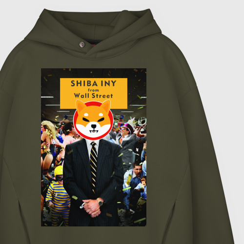 Мужское худи Oversize хлопок Shiba Inu from Wall Street, цвет хаки - фото 4