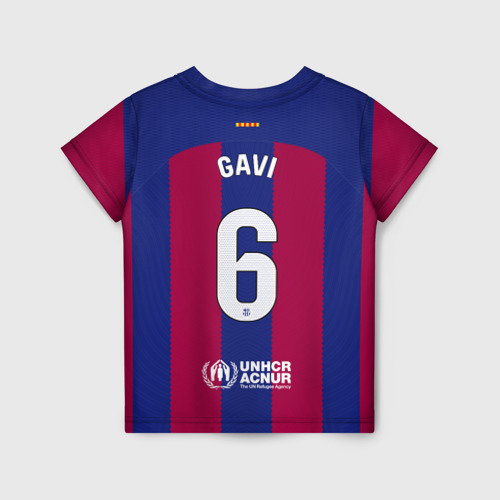 Детская футболка 3D Гави Барселона форма 23-24 домашняя, цвет 3D печать - фото 2