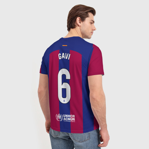 Мужская футболка 3D Гави Барселона форма 23-24 домашняя, цвет 3D печать - фото 4