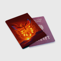 Обложка для паспорта матовая кожа Птица феникс арт - фото 2