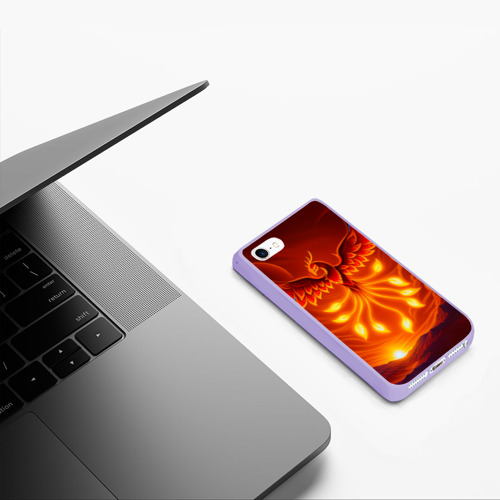 Чехол для iPhone 5/5S матовый Птица феникс арт, цвет светло-сиреневый - фото 5