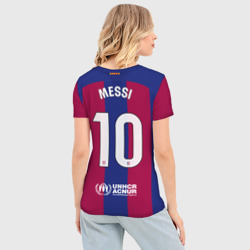 Женская футболка 3D Slim Лионель Месси Барселона форма 23-24 домашняя - фото 2