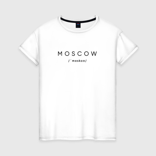 Женская футболка хлопок Moscow с транскрипцией, цвет белый