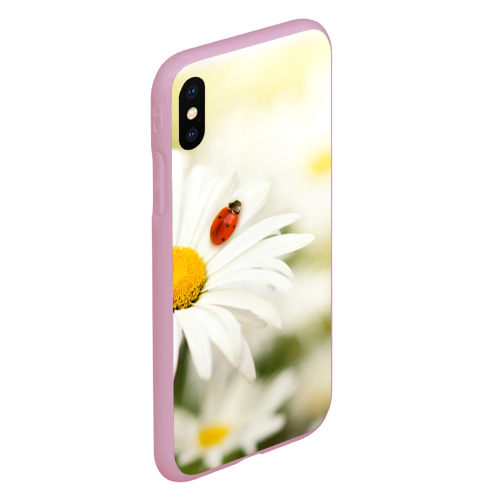 Чехол для iPhone XS Max матовый Божья коровка на ромашке, цвет розовый - фото 3