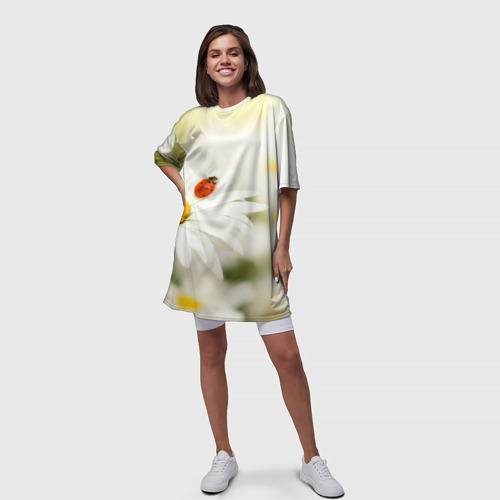 Платье-футболка 3D Божья коровка на ромашке, цвет 3D печать - фото 5