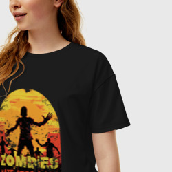 Женская футболка хлопок Oversize Зомби не любят фастфуд - фото 2