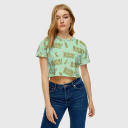 Женская футболка Crop-top 3D Мамуля - надпись и ромашка - фото 2