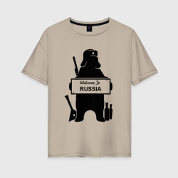 Россия медведь балалайка водка ушанка – Женская футболка хлопок Oversize с принтом купить со скидкой в -16%