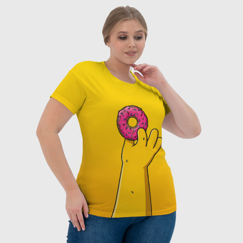Женская футболка 3D с принтом Гомер и пончик, фото #4