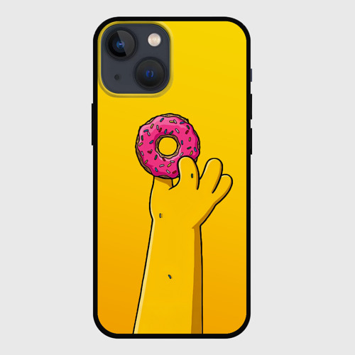 Чехол для iPhone 13 mini с принтом Гомер и пончик, вид спереди #2