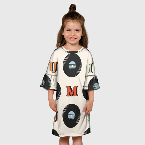 Детское платье 3D с принтом Виниловое ретро, вид сбоку #3
