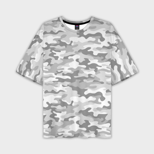 Мужская футболка oversize 3D Камуфляж серый, цвет 3D печать
