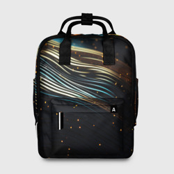 Женский рюкзак 3D Золотые волны на черном фоне