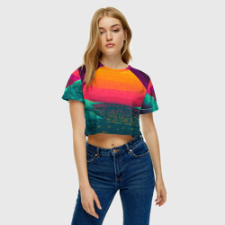 Женская футболка Crop-top 3D Синтовый закат - фото 2