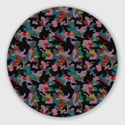 Круглый коврик для мышки Модный разноцветный камуфляж