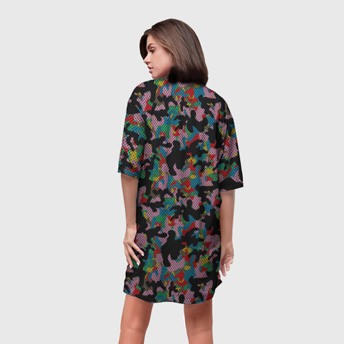 Платье-футболка 3D Модный разноцветный камуфляж, цвет 3D печать - фото 4