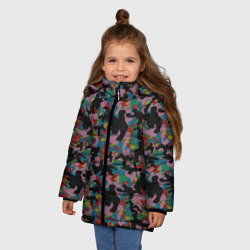 Зимняя куртка для девочек 3D Модный разноцветный камуфляж - фото 2