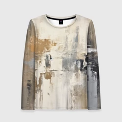 Женский лонгслив 3D Абстрактное искусство масло, бежевый, черный, желтый, пастельные оттенки