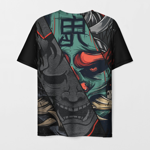 Мужская футболка 3D с принтом Демон самурай - Они, вид сзади #1