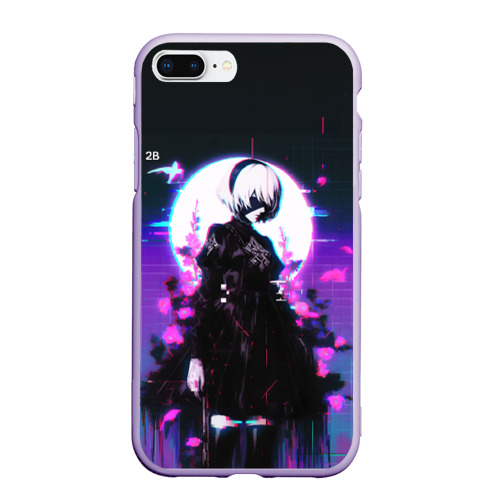 Чехол для iPhone 7Plus/8 Plus матовый Nier Automata 2b neon, цвет светло-сиреневый