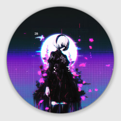 Круглый коврик для мышки Nier Automata 2b neon