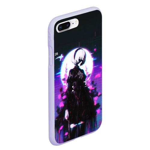 Чехол для iPhone 7Plus/8 Plus матовый Nier Automata 2b neon, цвет светло-сиреневый - фото 3