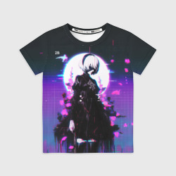 Детская футболка 3D Nier Automata 2b neon