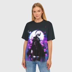 Женская футболка oversize 3D Nier Automata 2b neon - фото 2